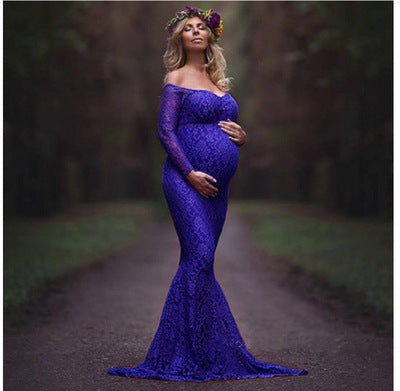 Pregnant Long Lace Maxi Dress - My Little Fresh