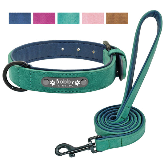 Personalized Leather Dog Collar and Leash - My Little Fresh