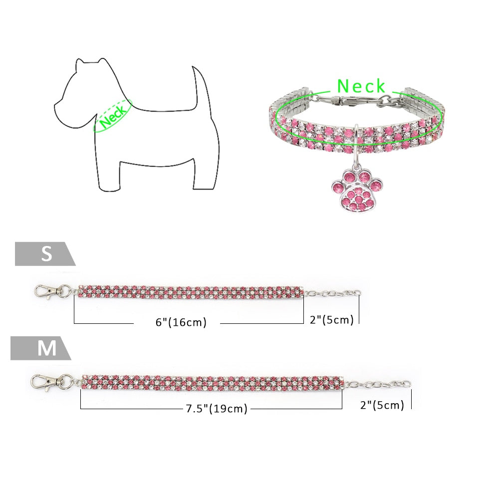 Rhinestone Paw Cat Dog Collar - My Little Fresh